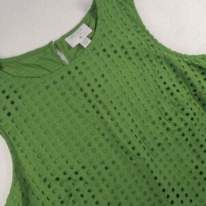 Kate Spade New York Target Green Eyelet Sleeveless Top L Cotton Boxy Crop